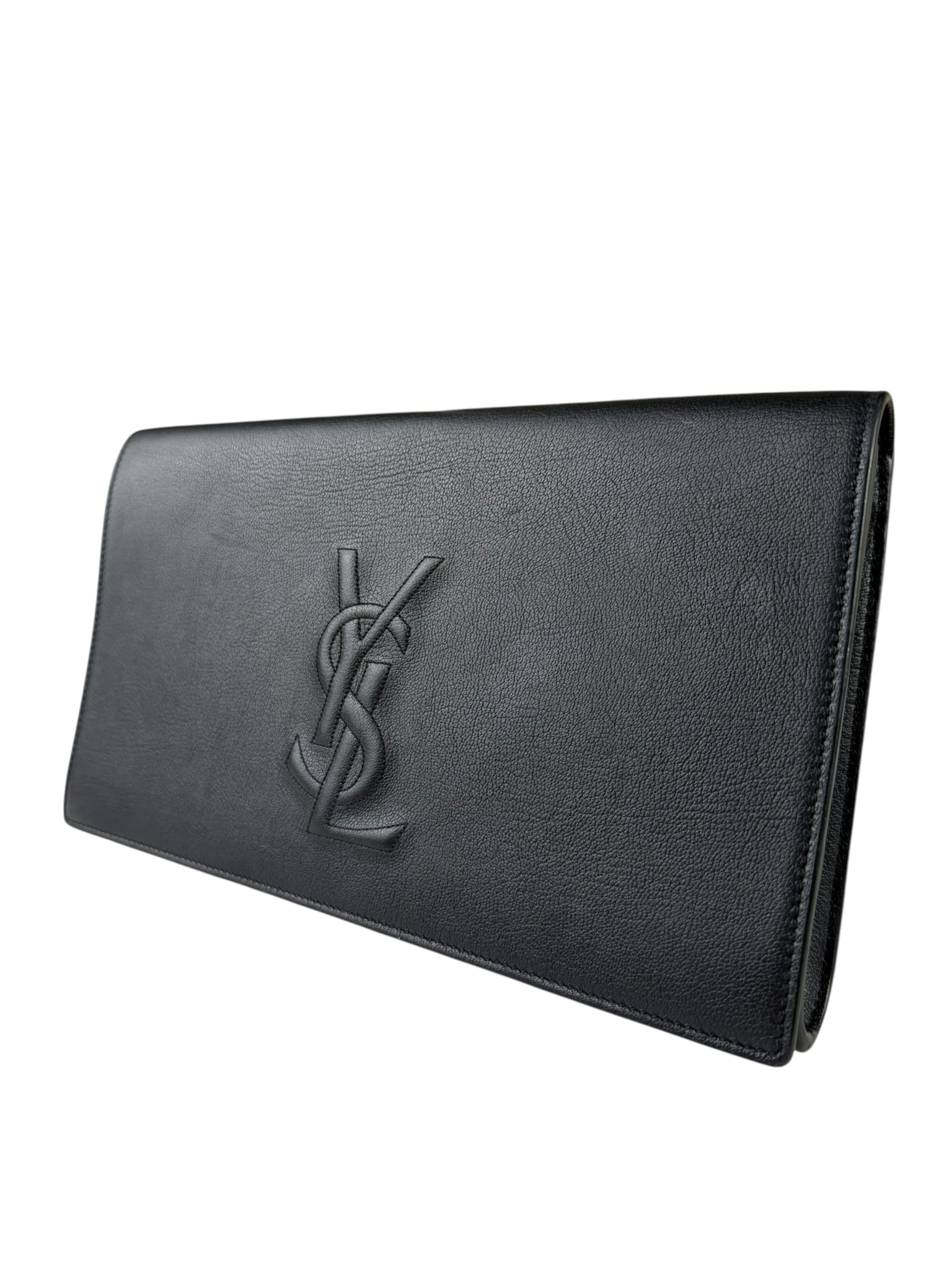 Yves Saint Laurent Black Leather Flap Clutch