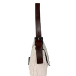 Fendi Leather-Trimmed Beaded Baguette Light Pink