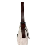 Fendi Leather-Trimmed Beaded Baguette Light Pink