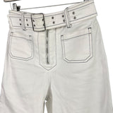 Miu Miu White Denim Stitched Bootleg Jeans