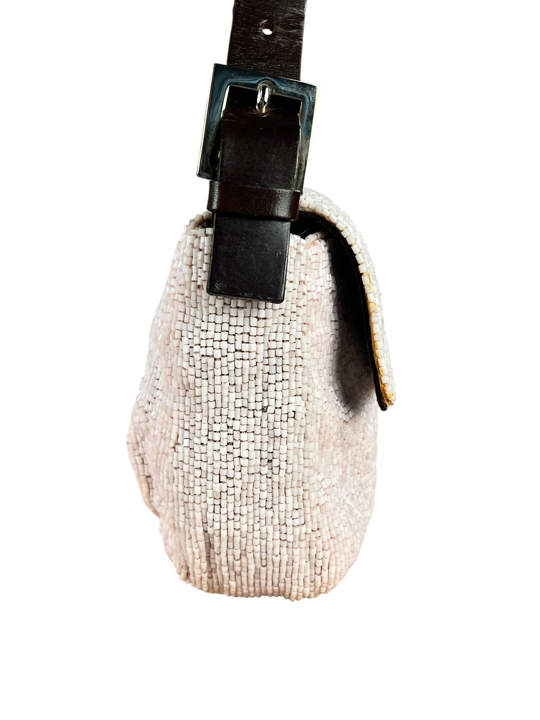 Fendi Pelle Rosa Beaded Baguette