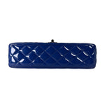 Chanel Shiny Blue Quilted Patent Leather Trim Double Flap Bag 2012