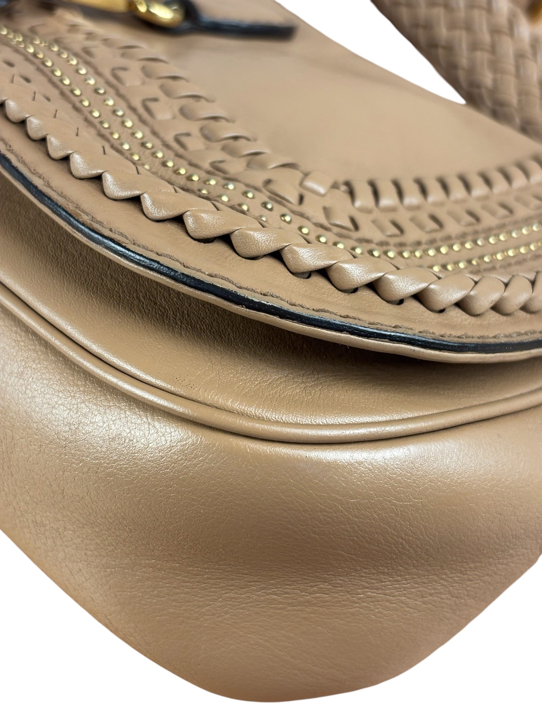 Gucci Vintage Tan Leather Medium Flap Shoulder Bag
