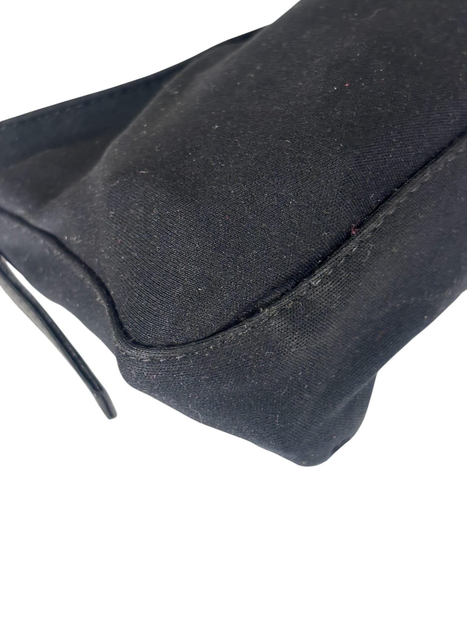 Fendi Black Leather Trim Crossbody Neoprene Baguette