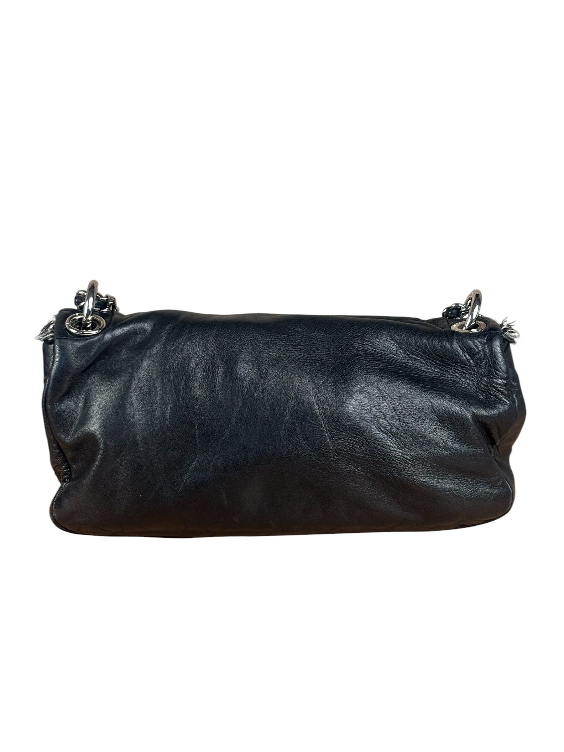 Chanel Black Classic Flap Tweed Shoulder Bag 2010