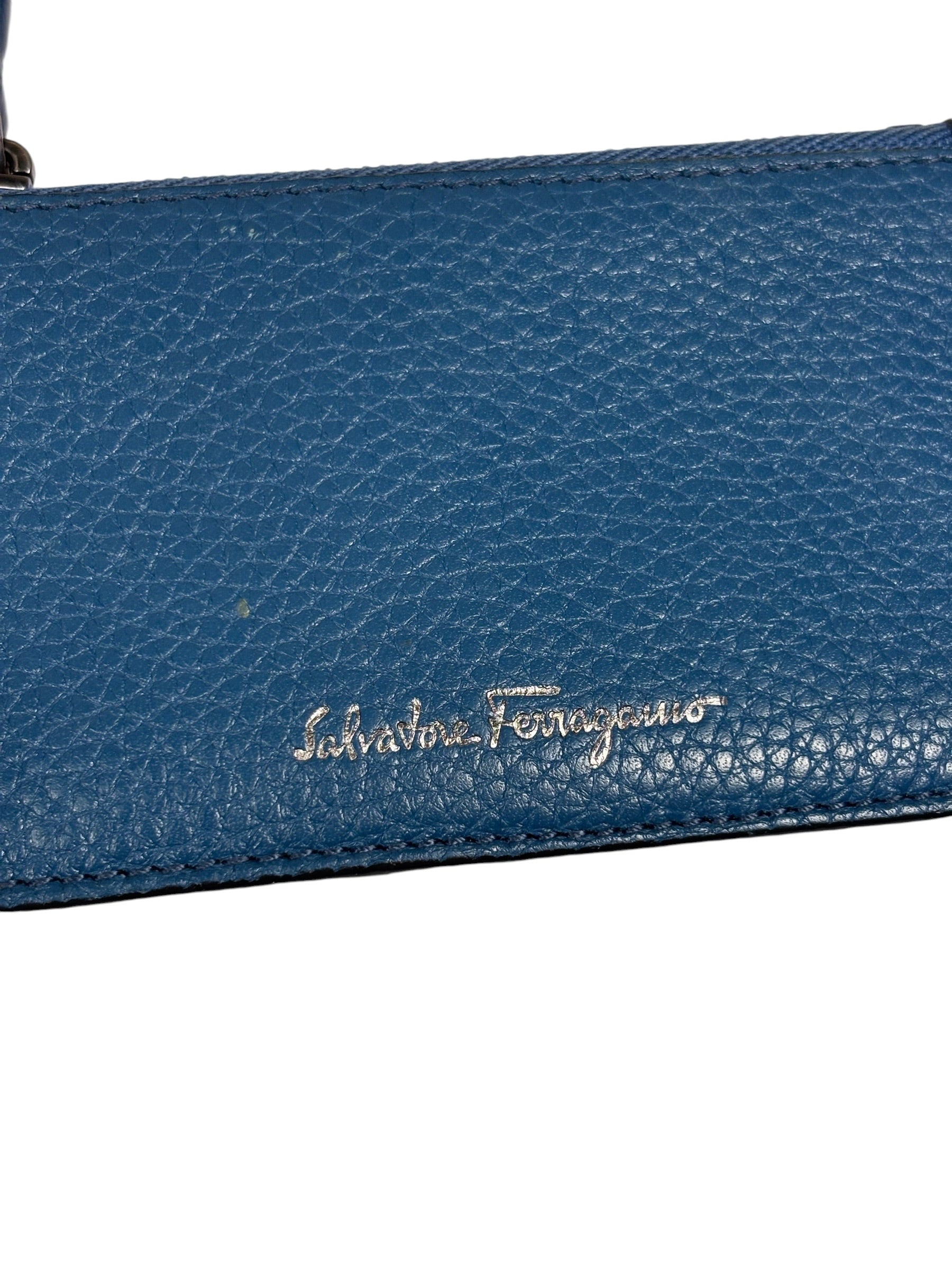 Salvatore Ferragamo Navy Calfskin Coin/Card Holder