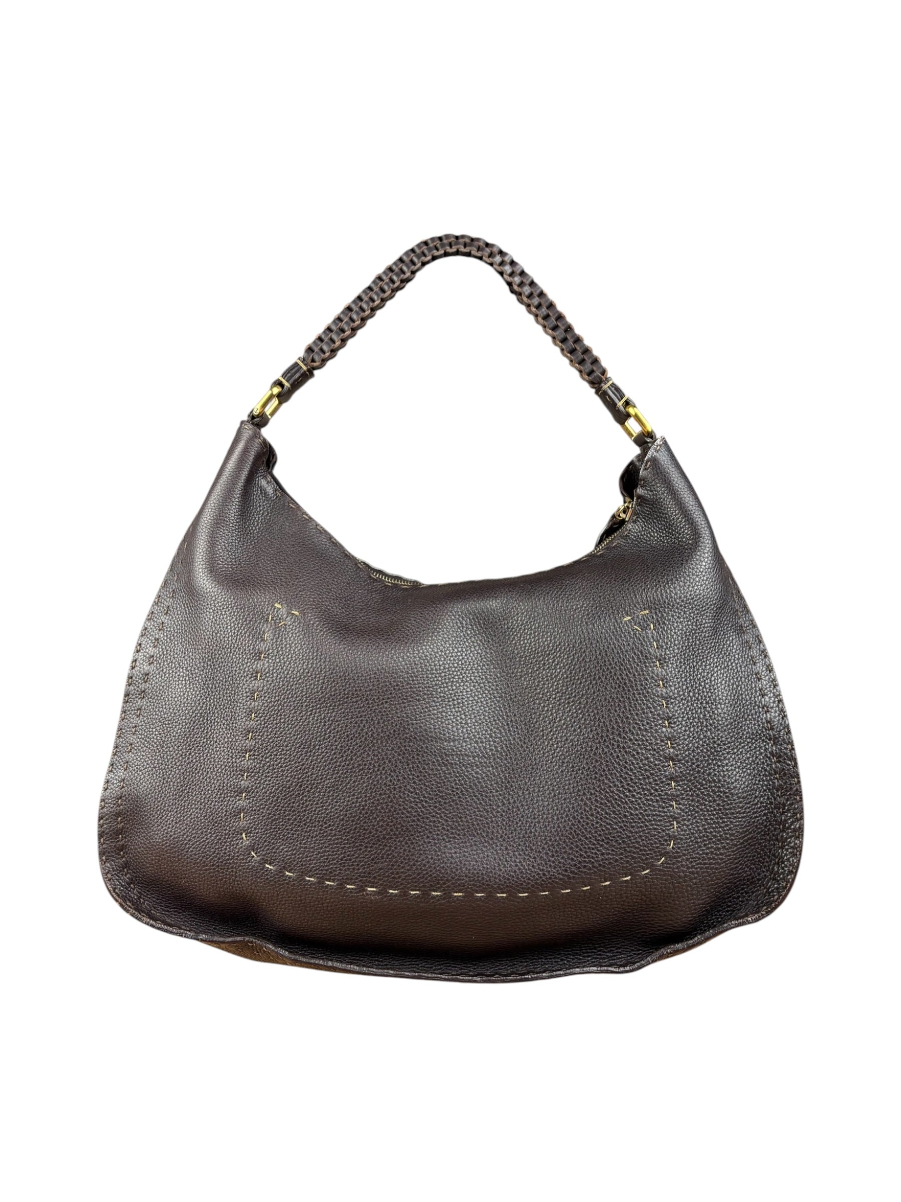 Fendi Brown Selleria Leather Hobo Bag