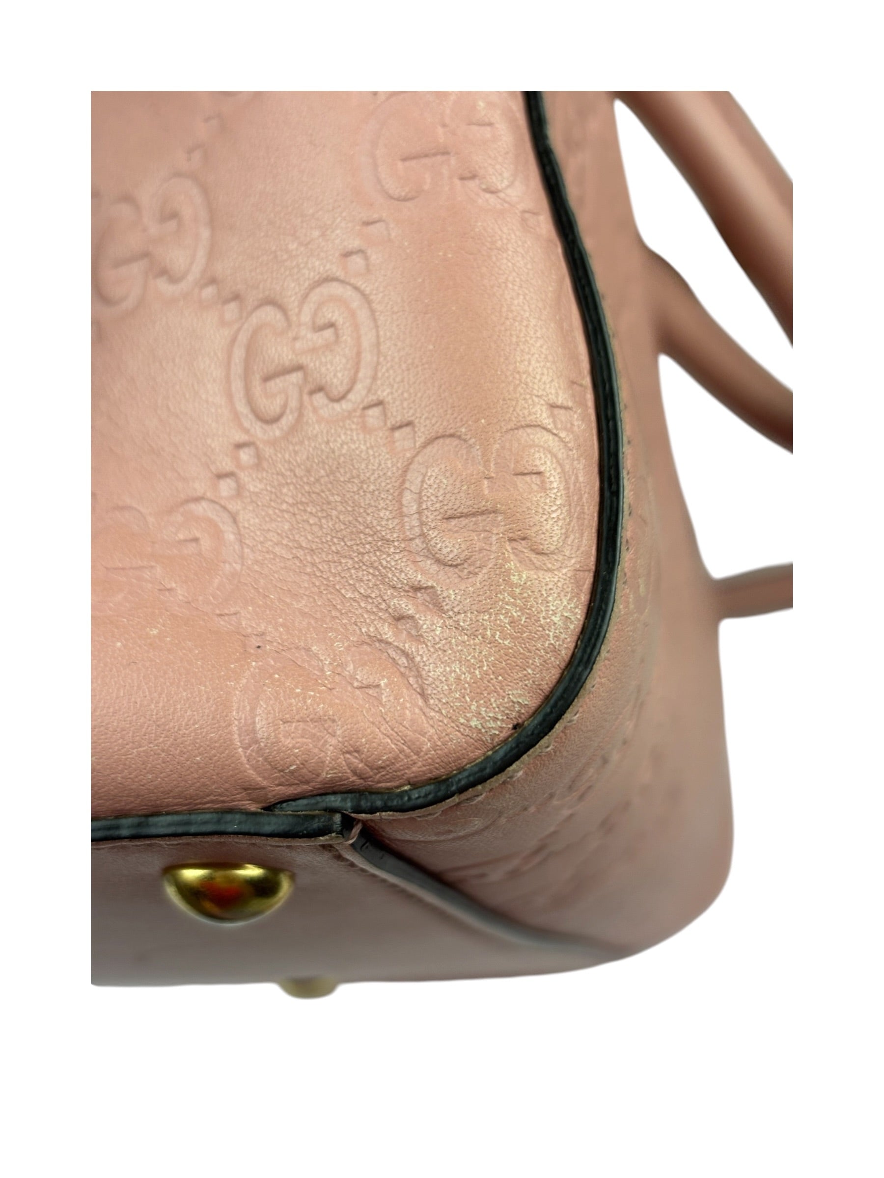 Gucci Pink Leather Guccissima Two-Way Boston Bag