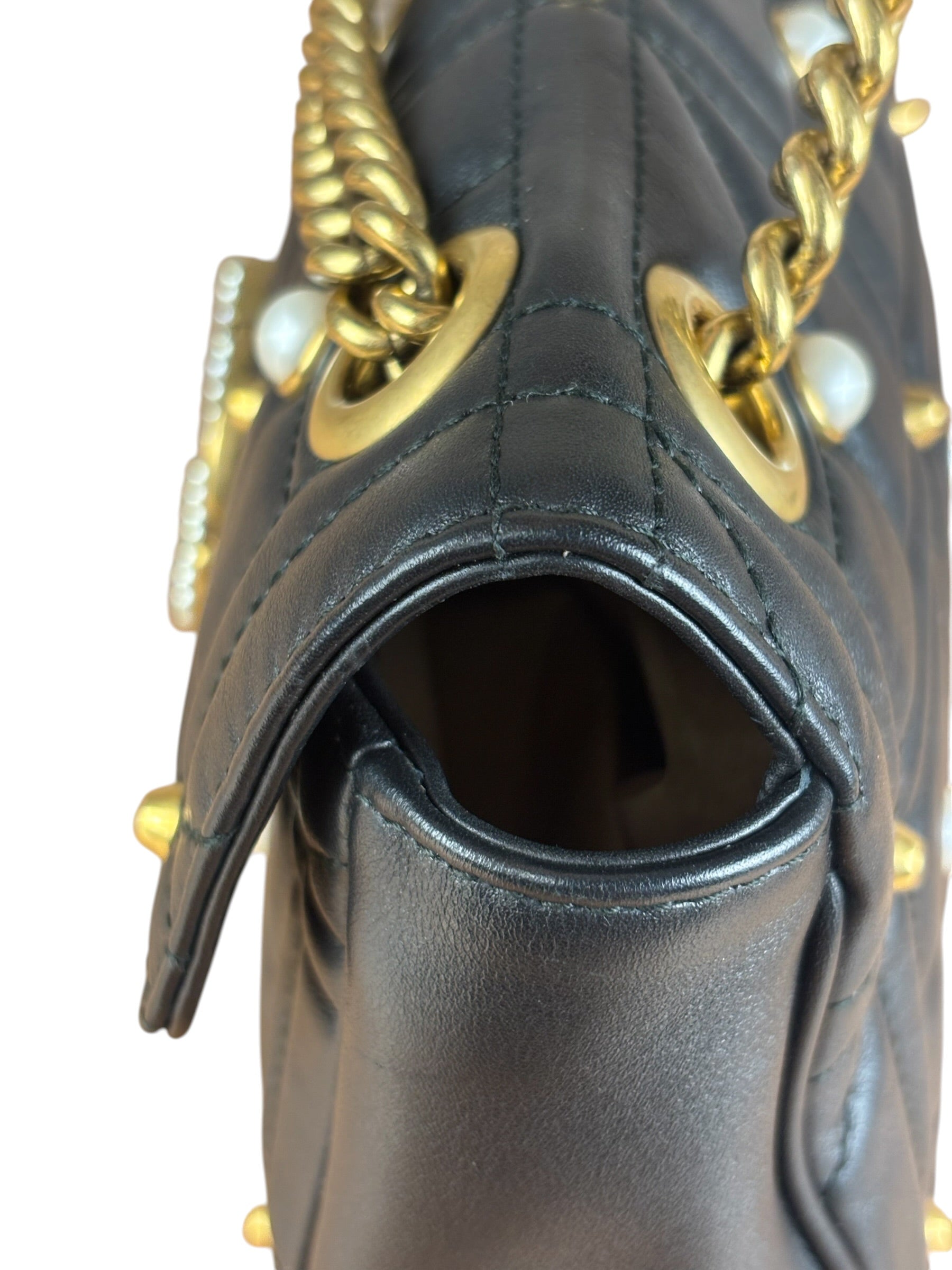 Gucci Black Pearly GG Marmont Flap Bag