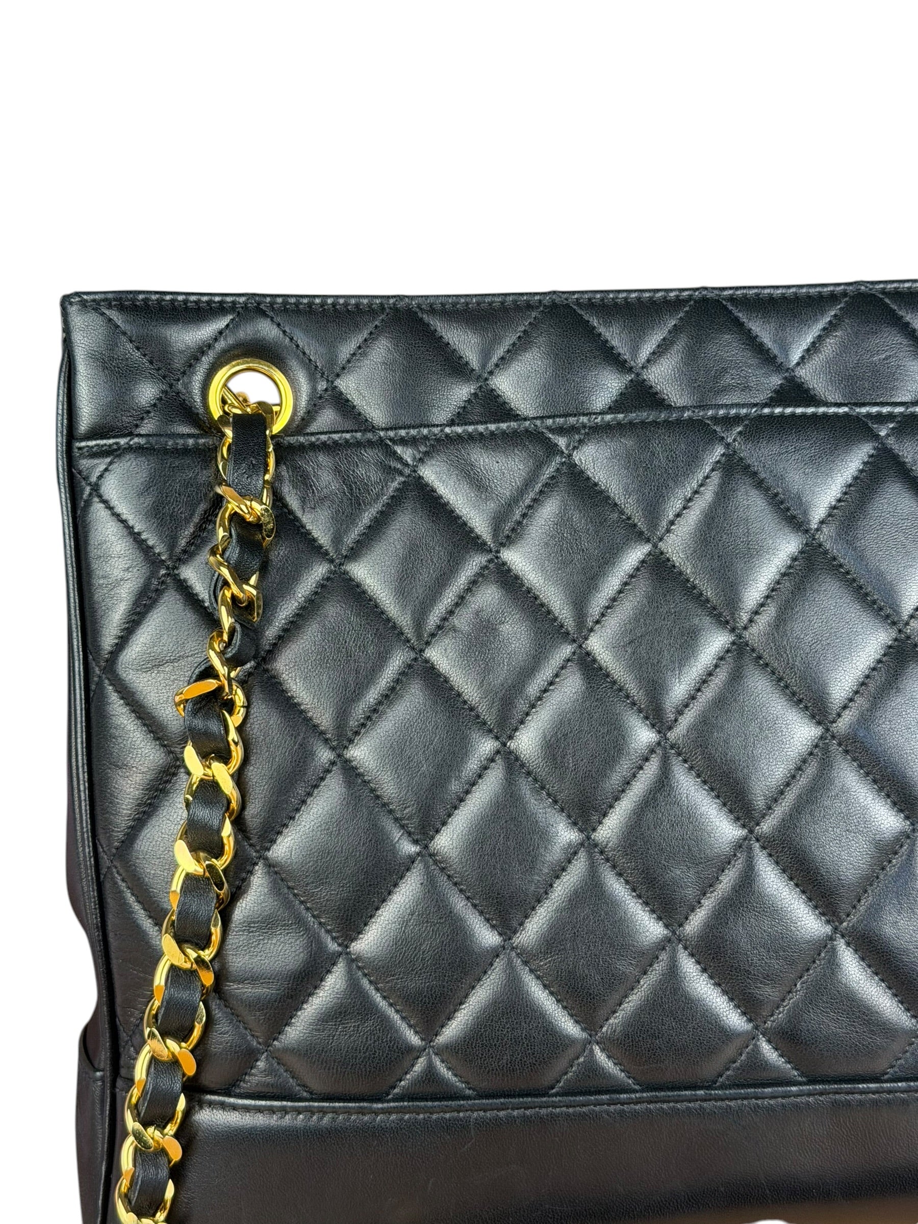 Chanel Black Lambskin Shopper Tote 90s
