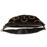 Gucci Black/Brown Leather Trim Half-Moon Hobo Bag