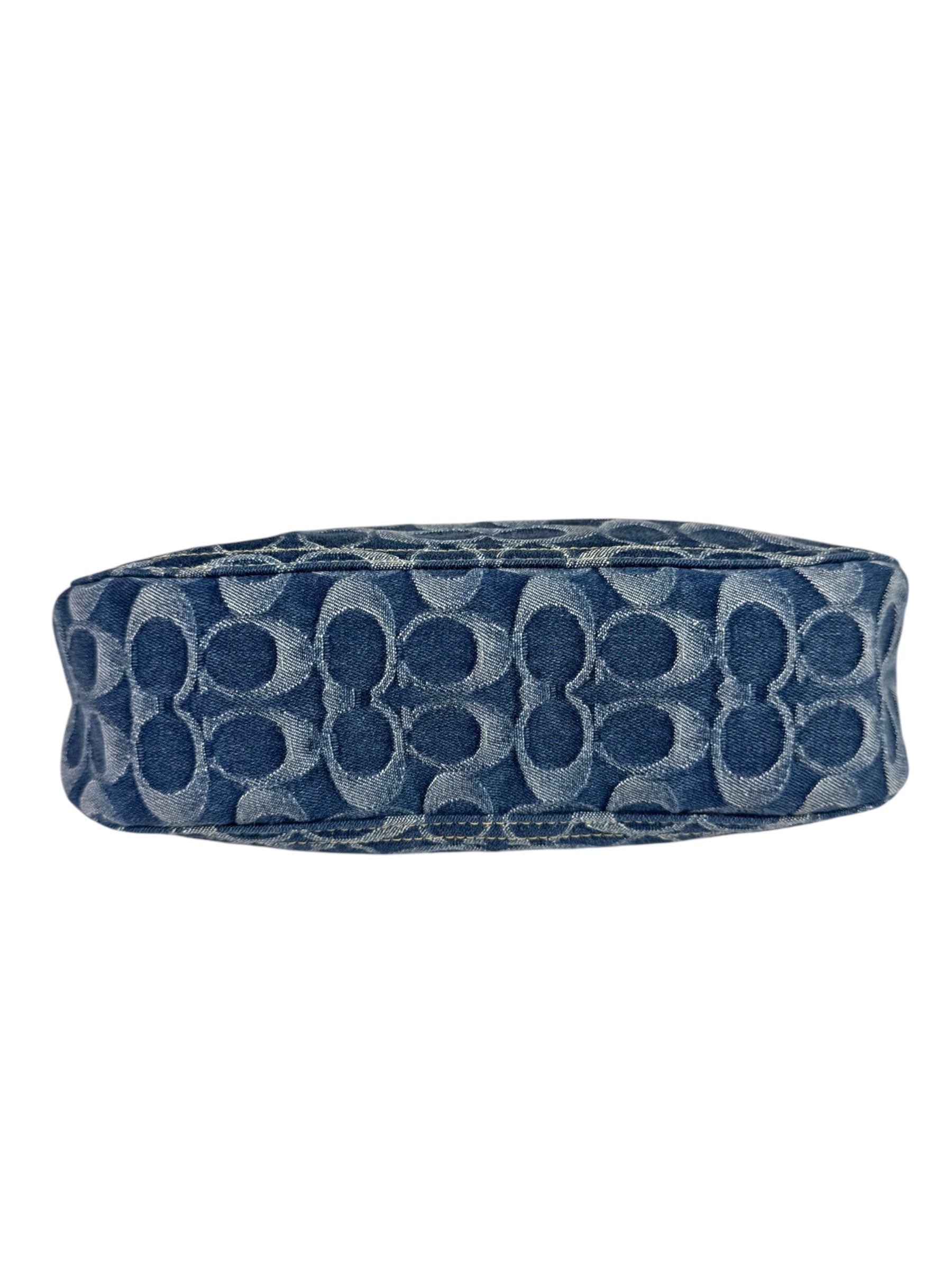 Coach Signature Blue Jacquard Denim Swing Zip Shoulder Bag