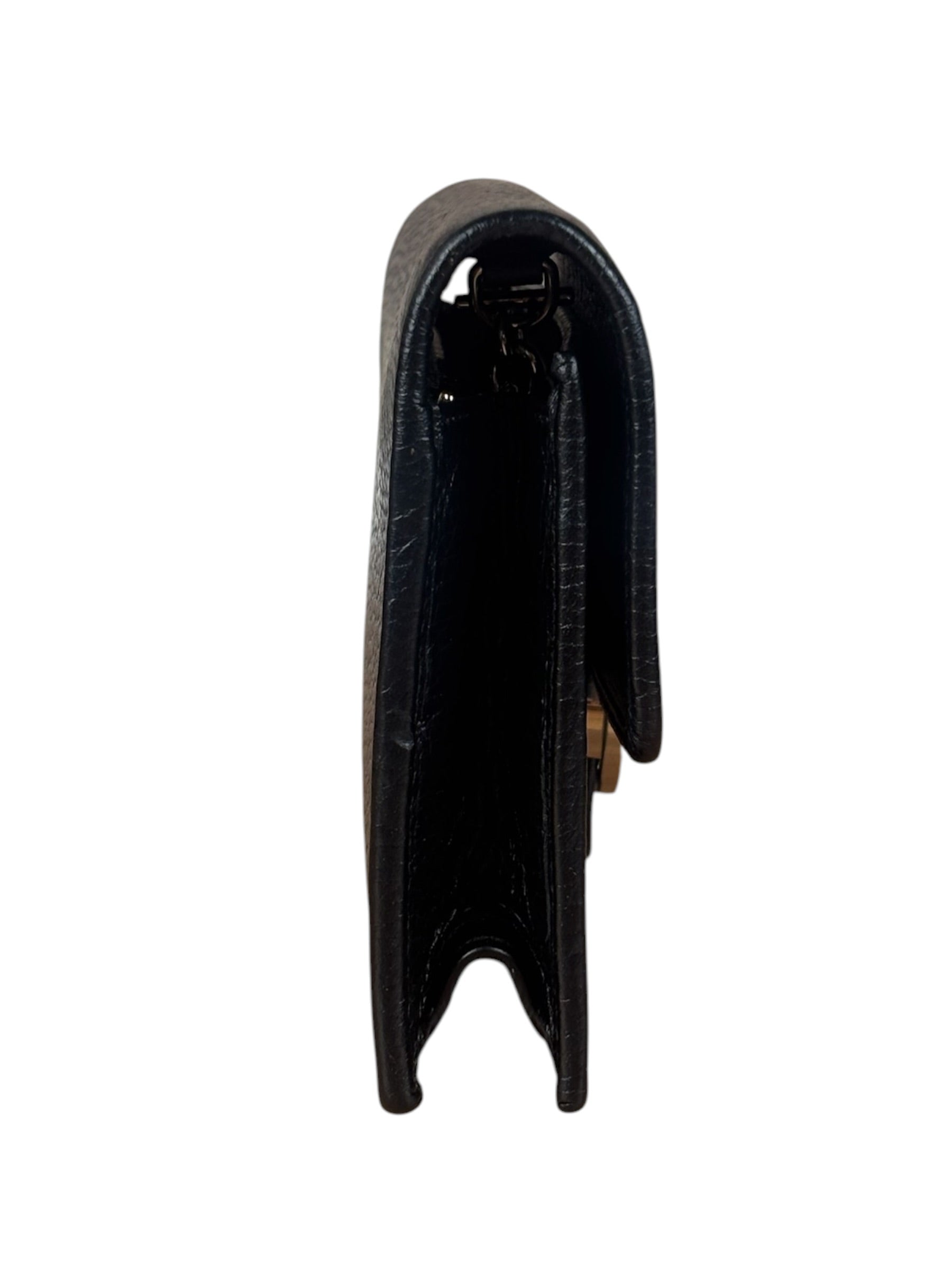 Gucci Black Interlocking G Leather Wallet on Chain