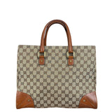 Gucci GG Brown Leather Trim Canvas Monogram Tote Bag