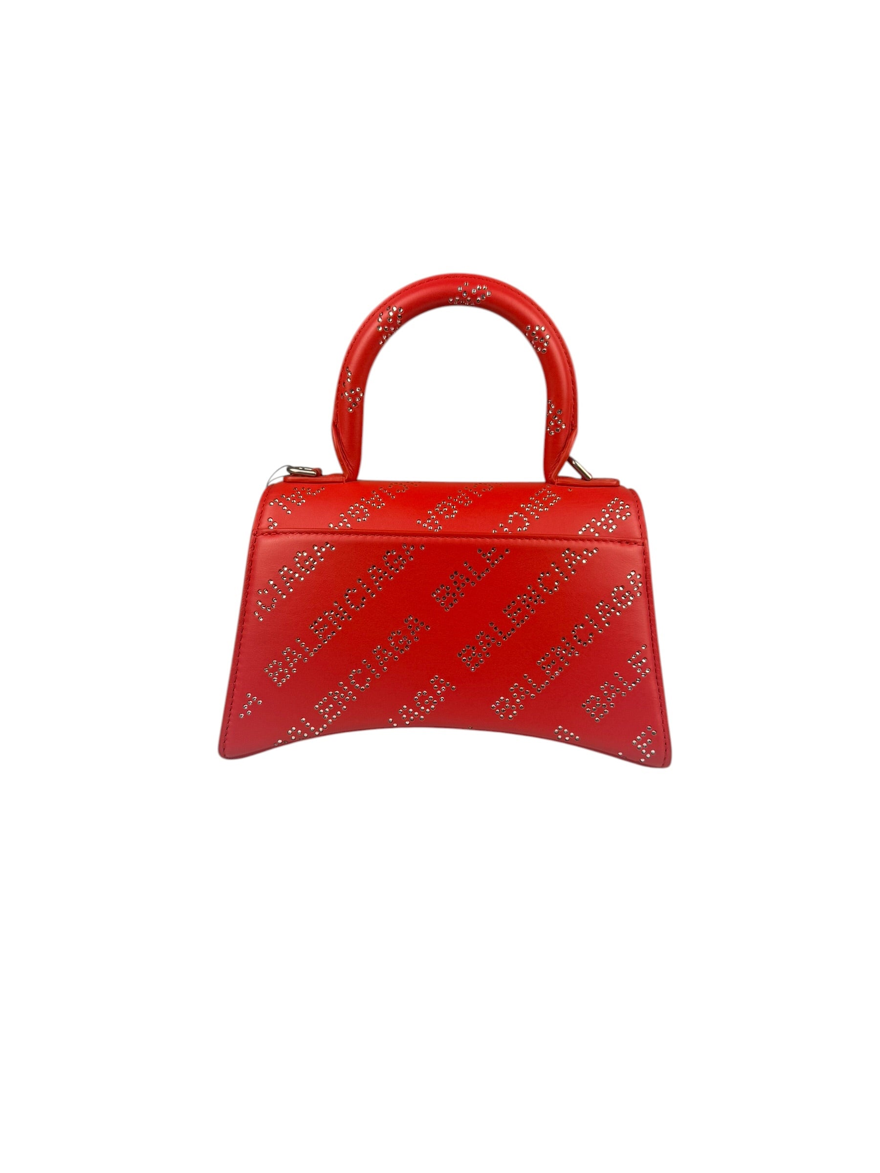 Balenciaga Red Leather Hourglass XS Rhinestones Two-Way Bag