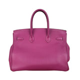 Hermes 2013 Plum Clemence Leather Palladium Birkin 35
