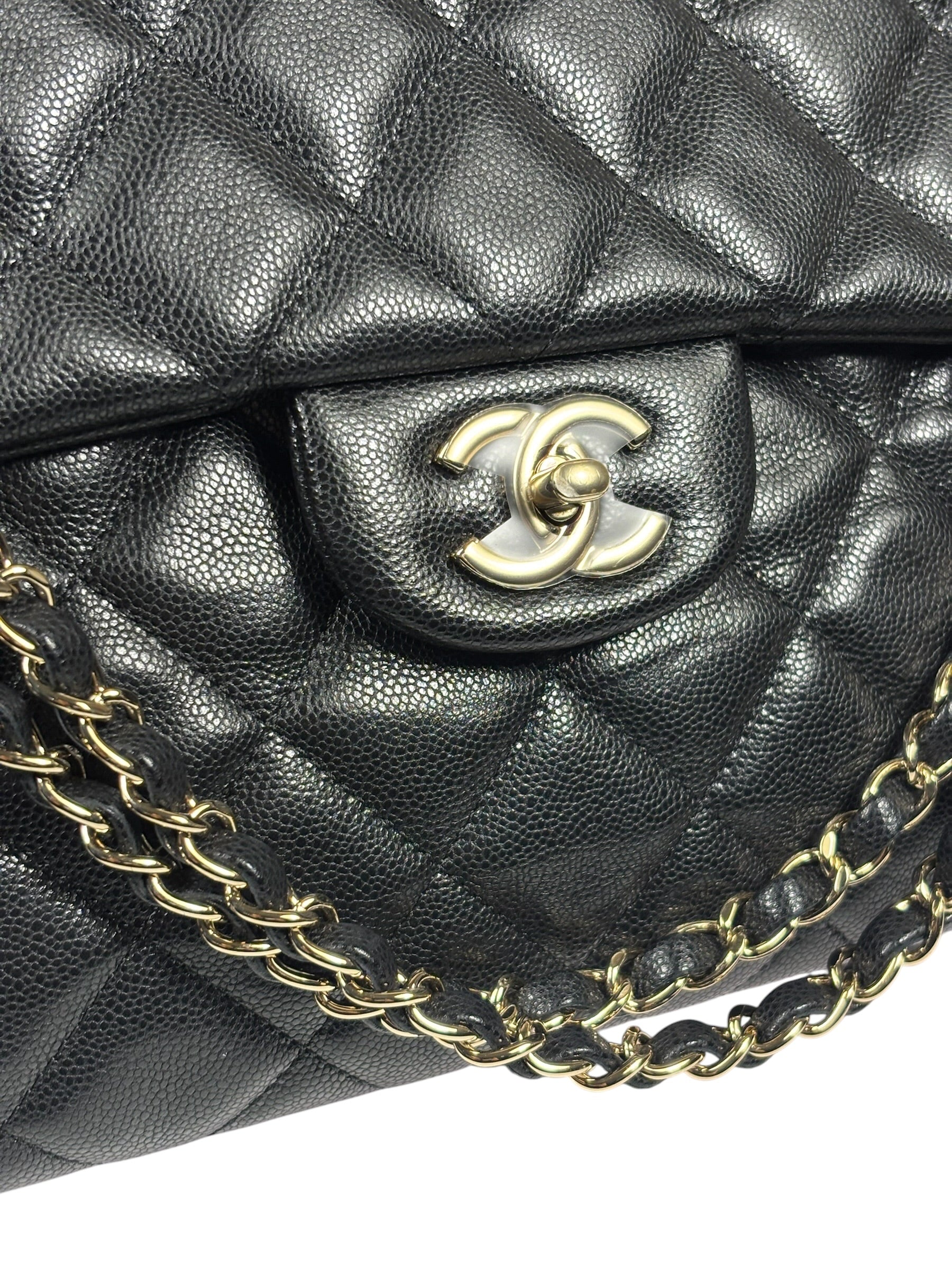 Chanel Black Quilted Caviar Jumbo Flap Bag 2021