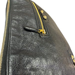 Balenciaga Black Lambskin Motocross Giant 12 Zip Around Flap Clutch