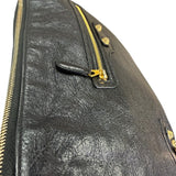 Balenciaga Black Lambskin Motocross Giant 12 Zip Around Flap Clutch
