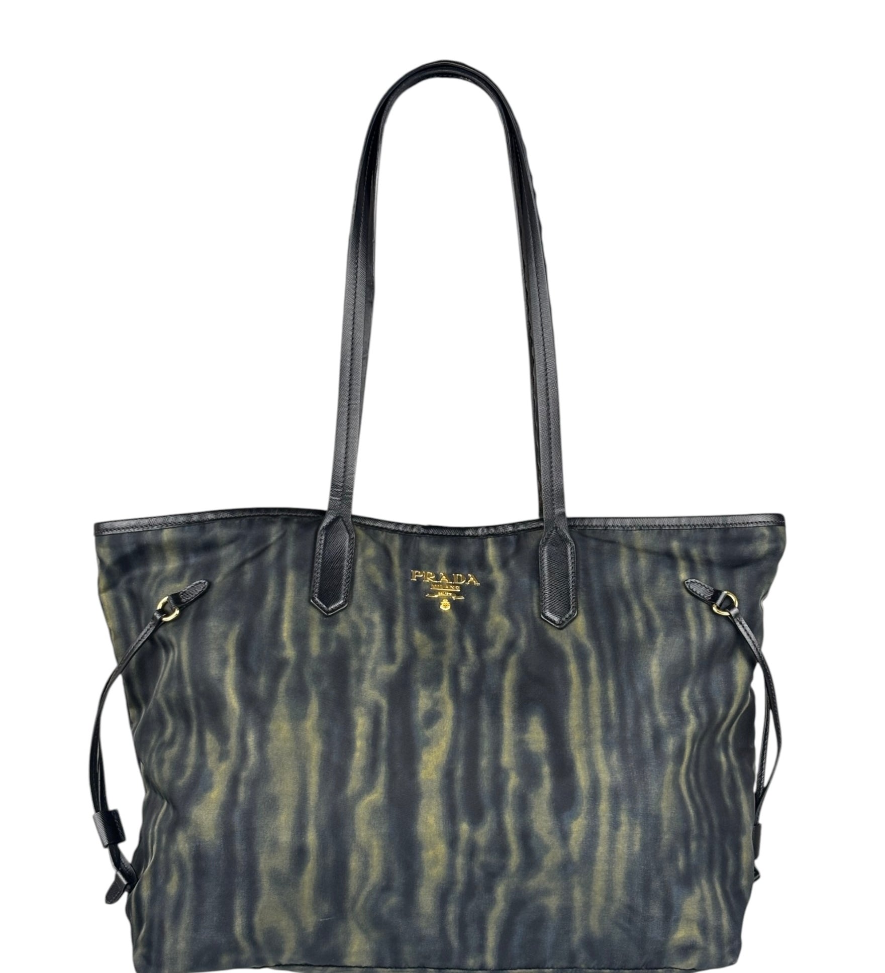 Prada Green/Black Nylon Tessuto Stampato Shoulder Bag