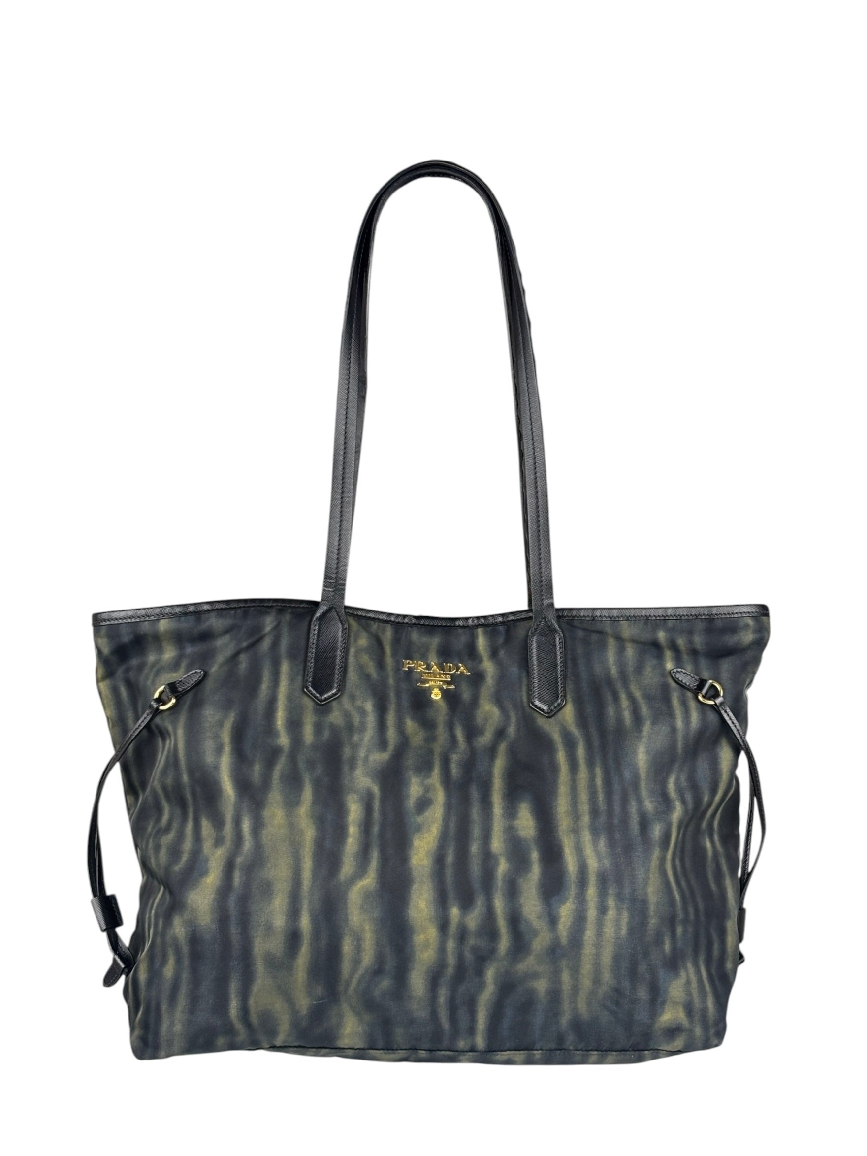 Prada Green/Black Nylon Tessuto Stampato Shoulder Bag