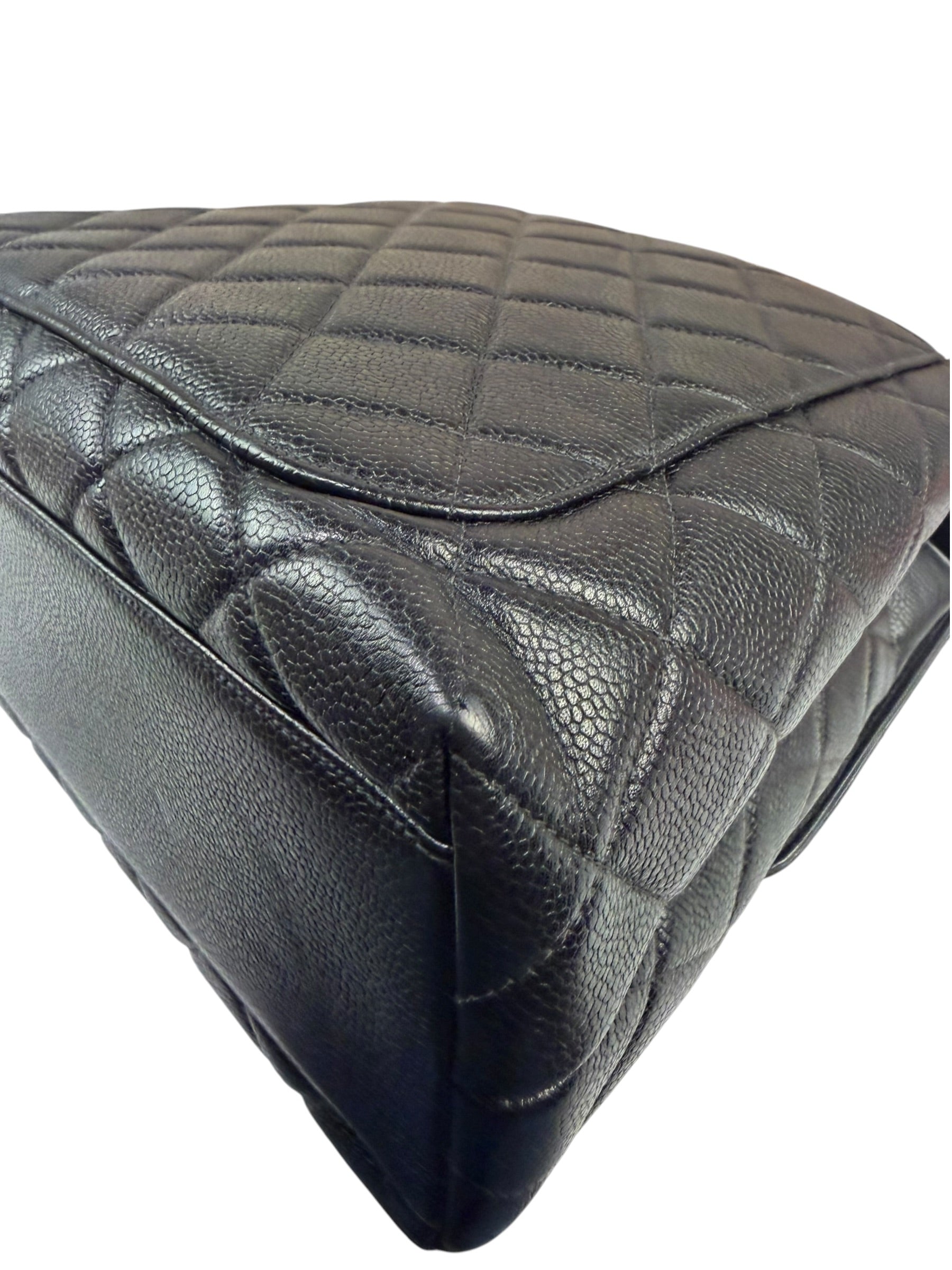 Chanel Vintage Black Caviar Quilted Leather Kelly Top Handle Bag 1996