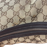 Gucci Vintage Dark Brown Leather Trim GG Canvas Twin Hobo Bag