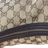 Gucci Vintage Dark Brown Leather Trim GG Canvas Twin Hobo Bag