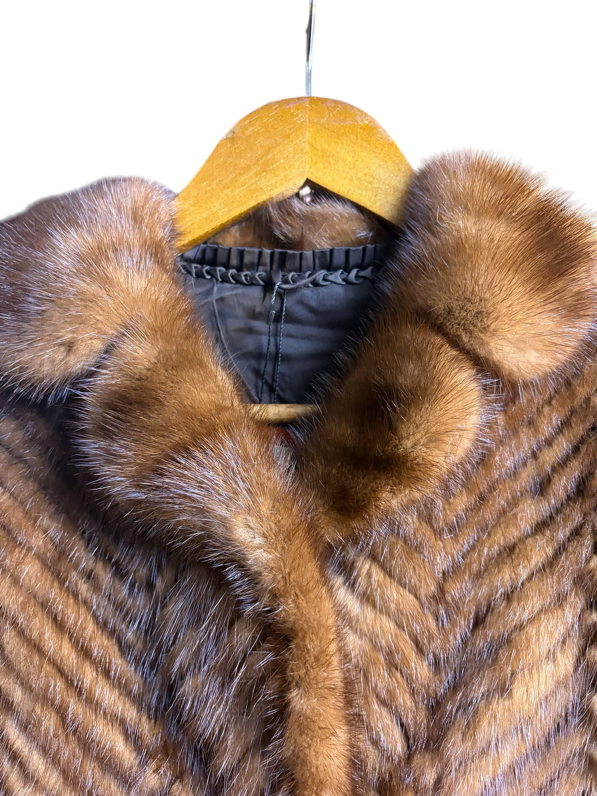 Vintage Brown Chevron Mink Fur Coat