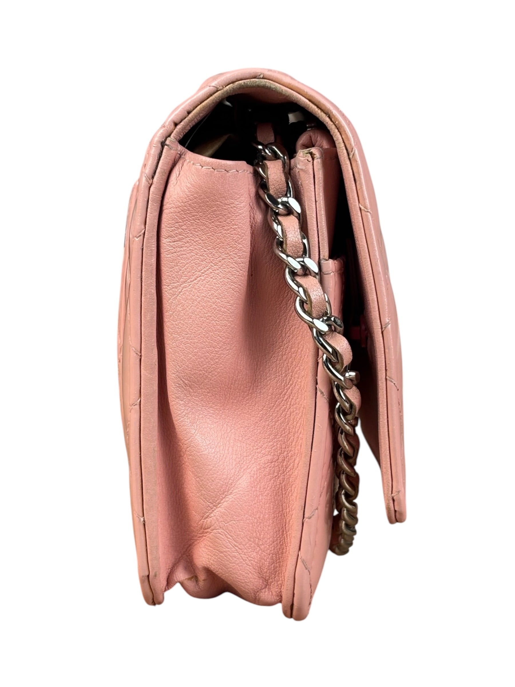 Chanel Pink Patent Quilted Wallet on Chain Bag 2012