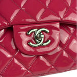 Chanel Hot Pink Large Patent Leather Double Flap Shoulder Bag 2014