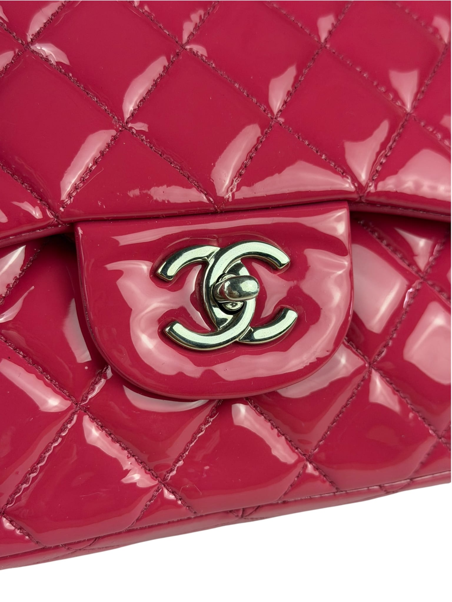 Chanel Hot Pink Large Patent Leather Double Flap Shoulder Bag 2014