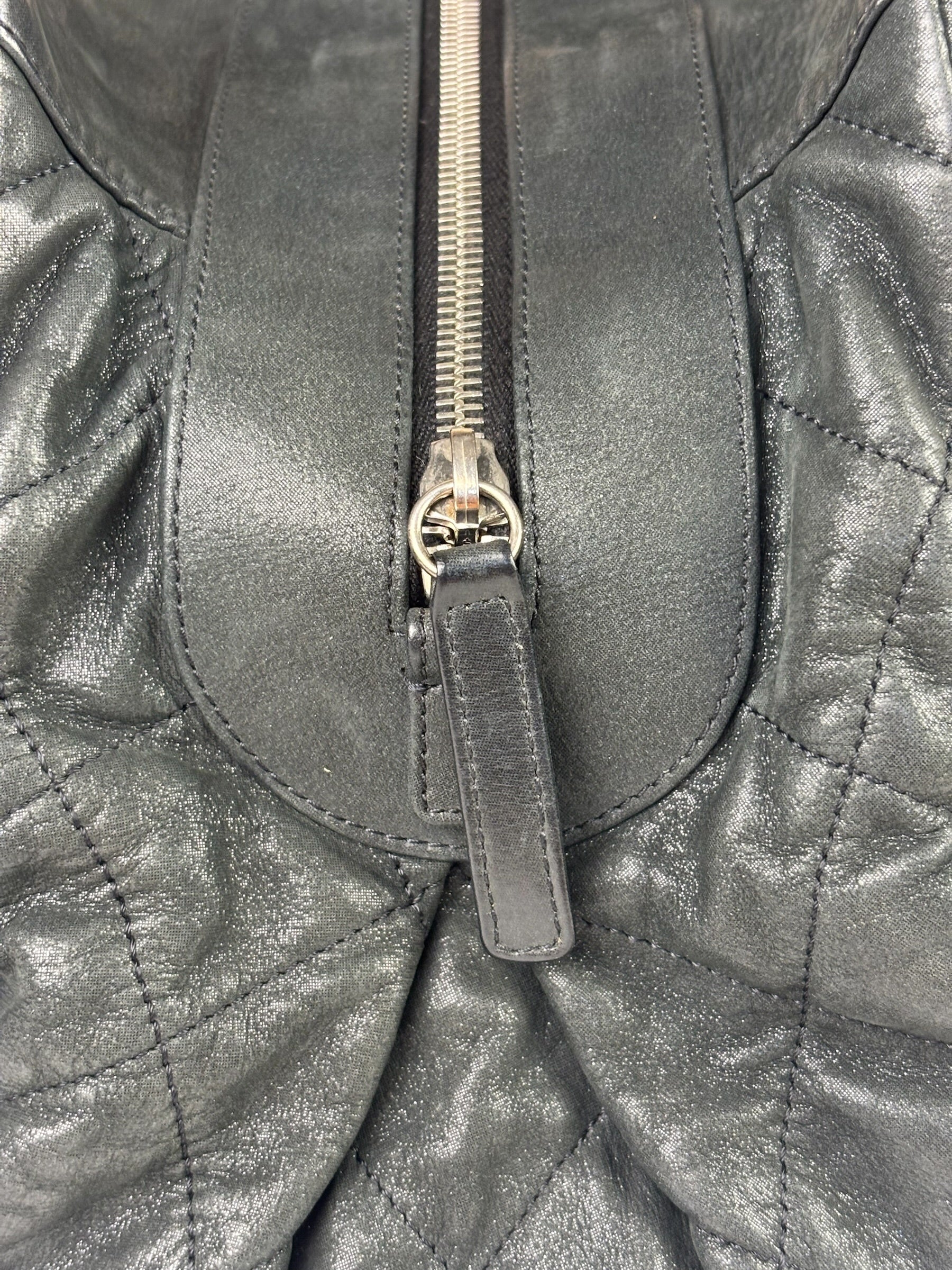 Chanel Grey Iridescent Quilted Leather Chic Bowling Shoulder Bag 2010