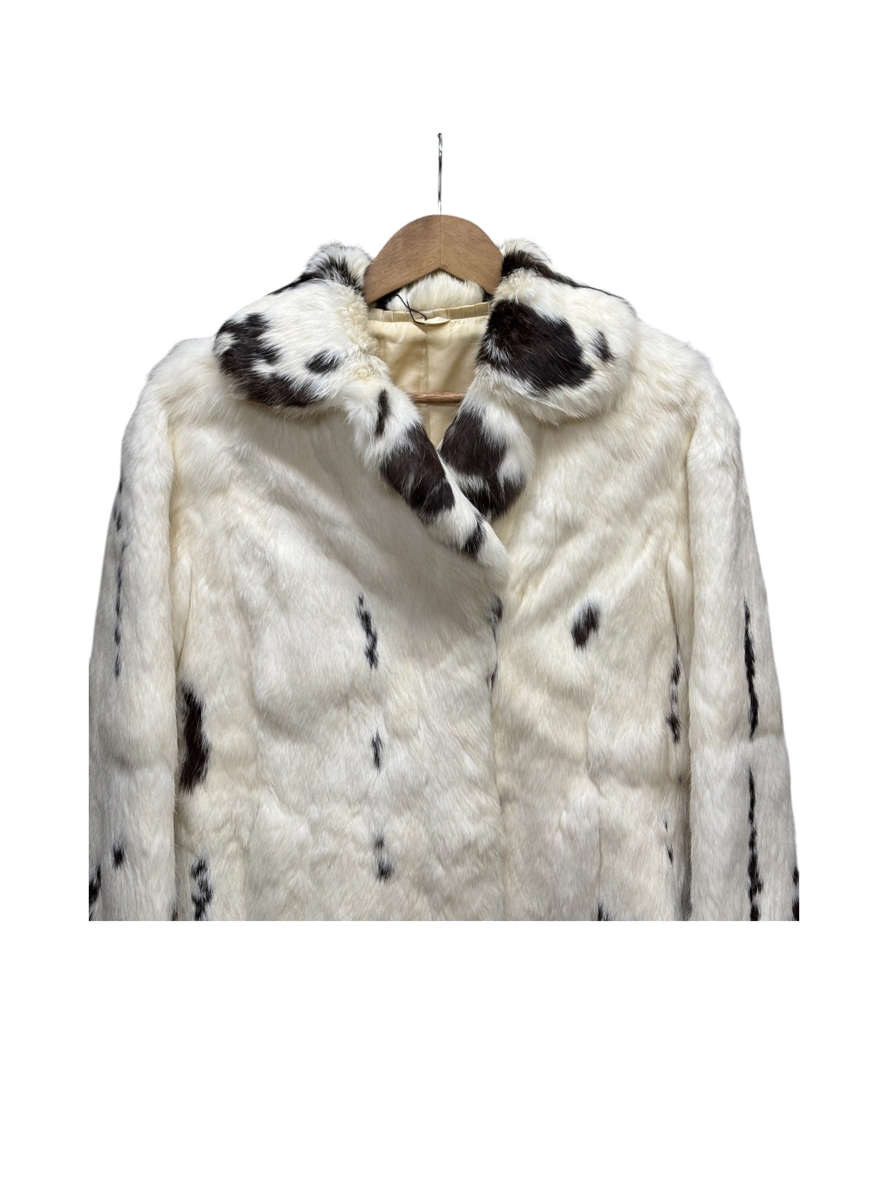 Vintage Cream/Brown Rabbit Fur Coat