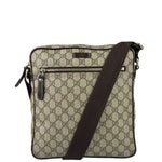 Gucci Brown Leather Trim Supreme Crossbody Bag
