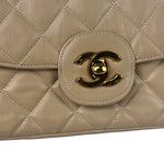Chanel Beige Quilted Lambskin Flap Bag 90's