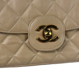 Chanel Beige Quilted Lambskin Flap Bag 90's