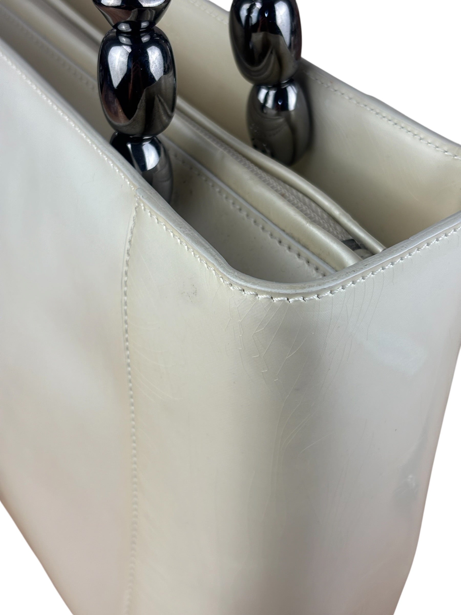 Christain Dior Leather Chrome Beaded Malice Tote Bag