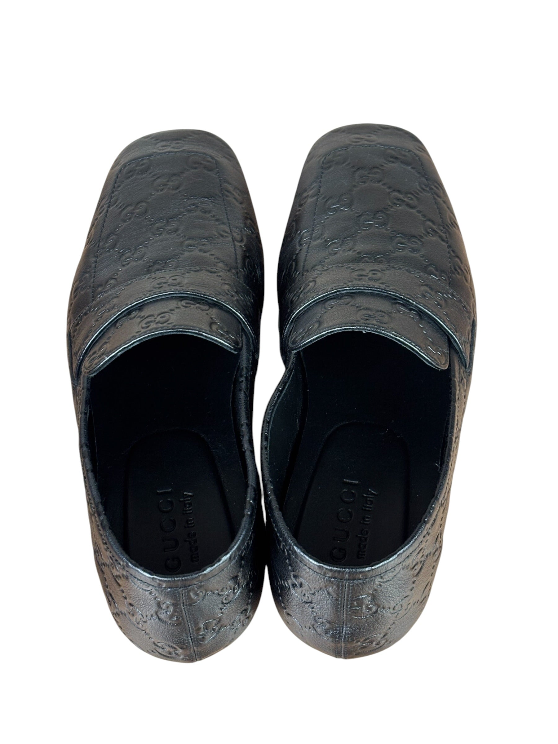 Gucci Black GG Leather Ragazzo Loafers