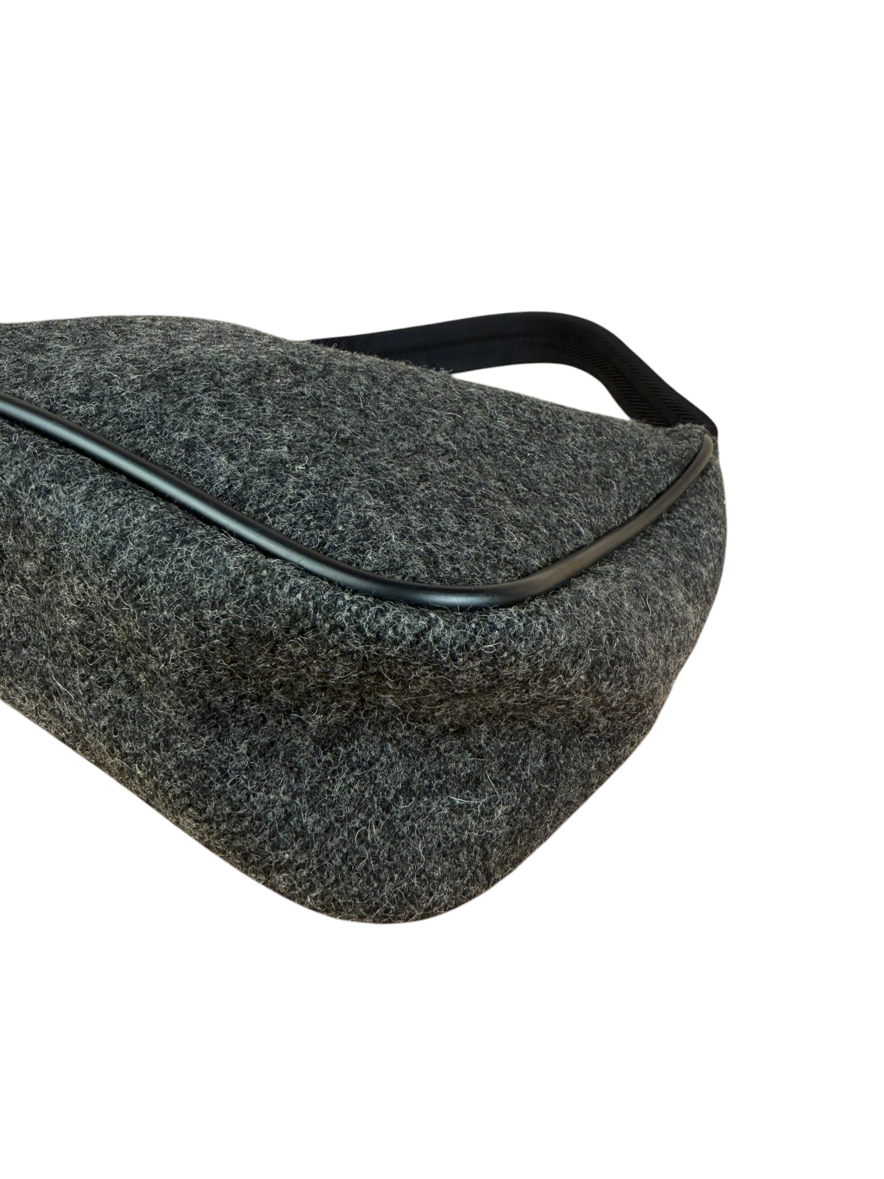 Prada Charcoal Gray Wool Sport Mini Hobo Bag