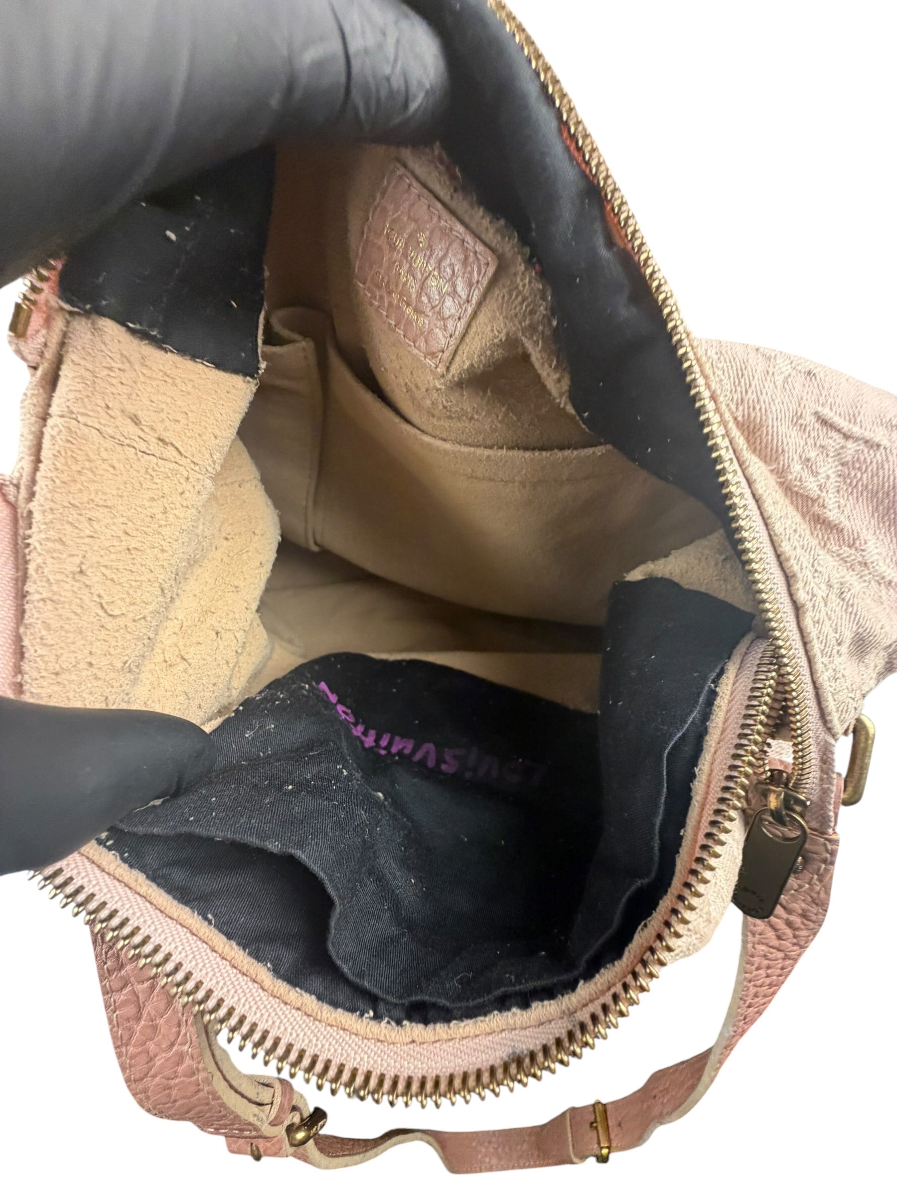 Louis Vuitton Vintage Rose Pink Monogram Denim Slightly Hobo Bag