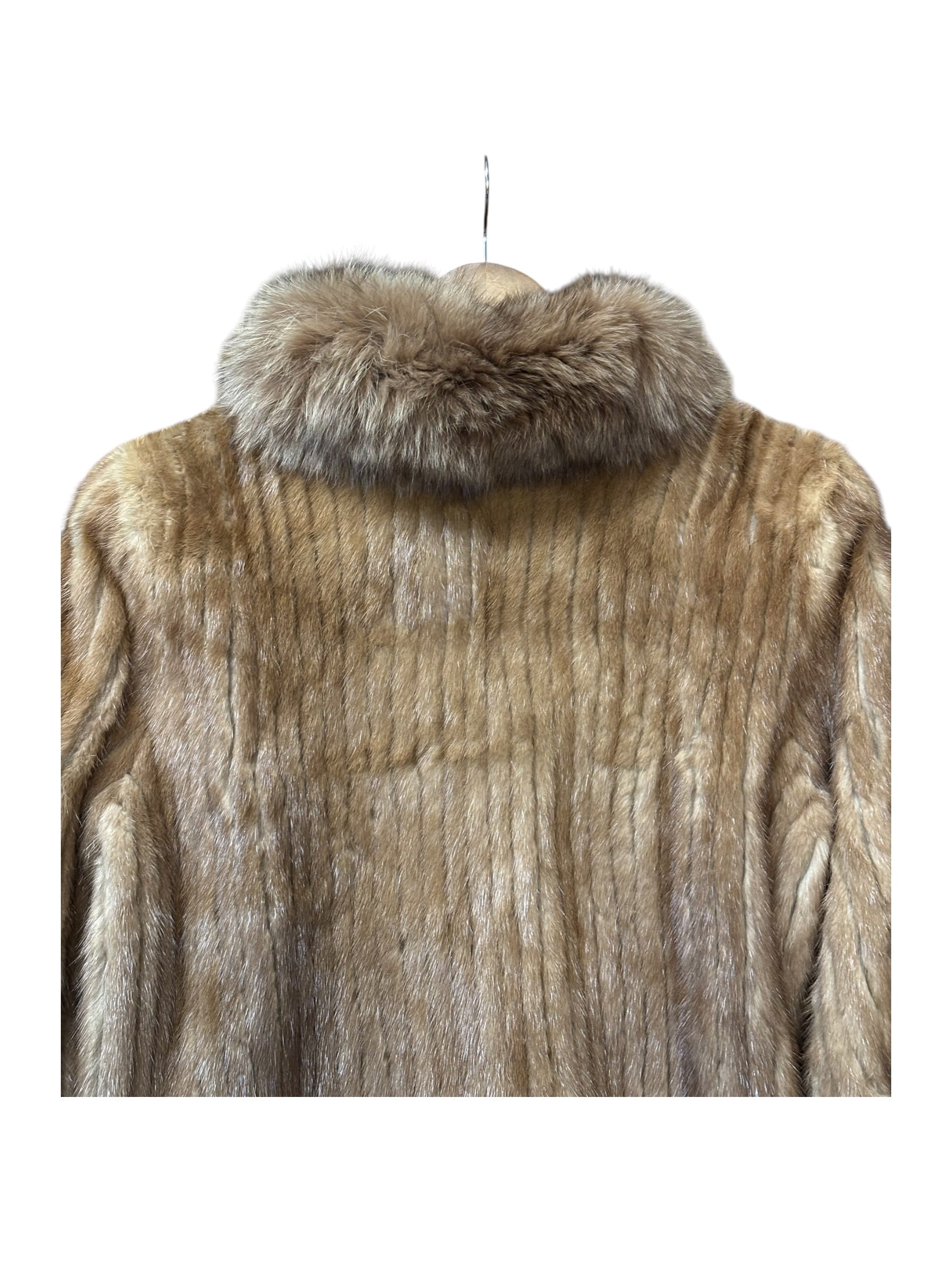 Saga Brown Mink Fur/Fox Fur Trim Coat