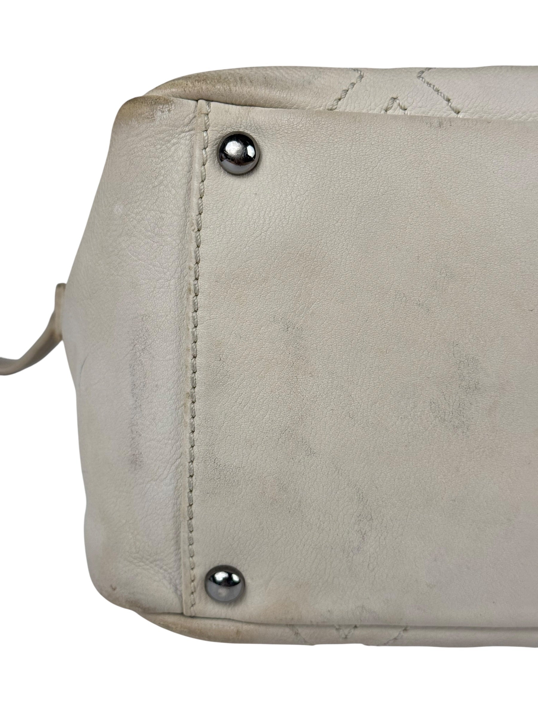 Chanel Cream Chevron Leather Outdoor Ligne Shoulder Bags  2005