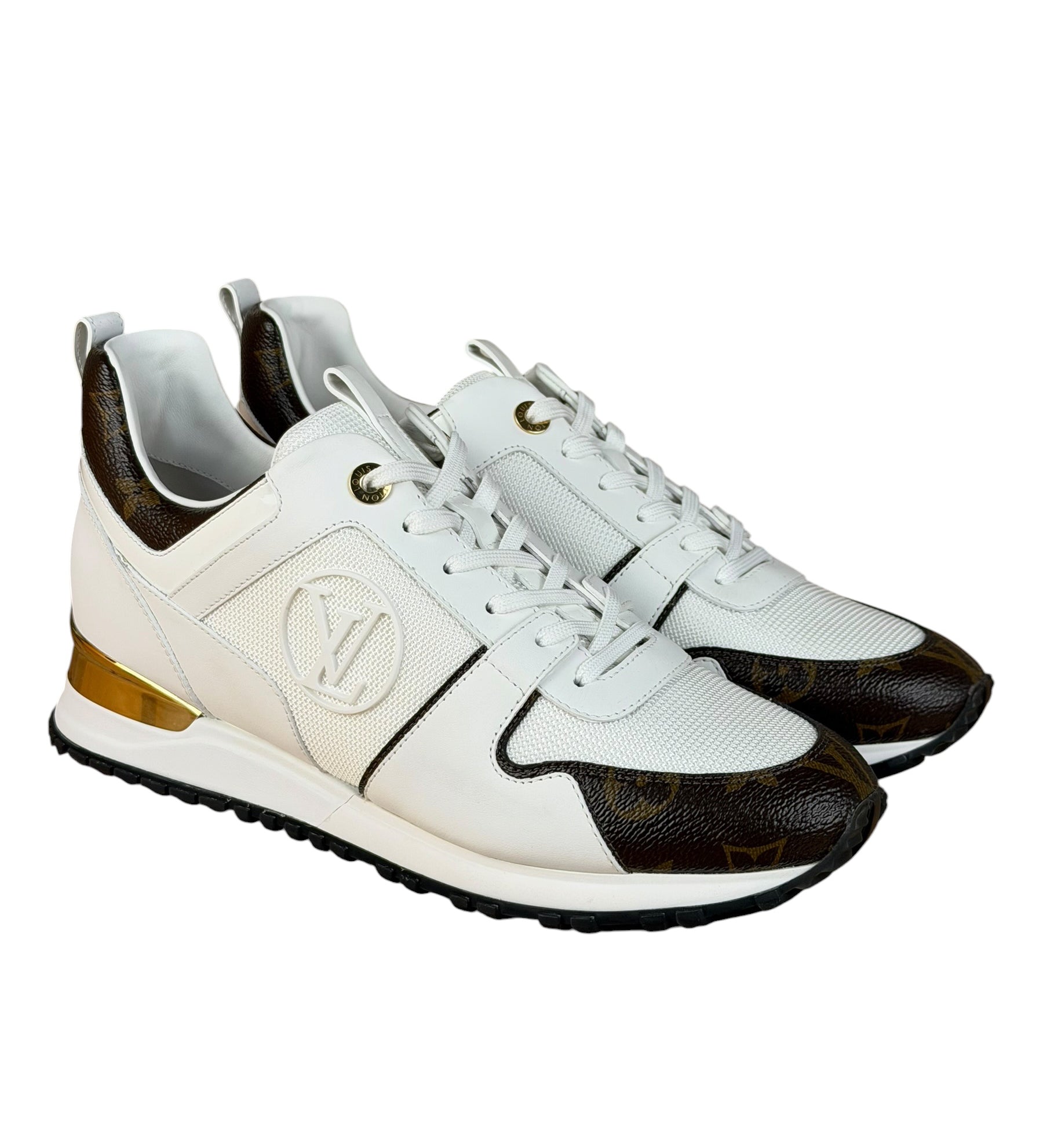 Louis Vuitton White/Brown Run Away Sneakers