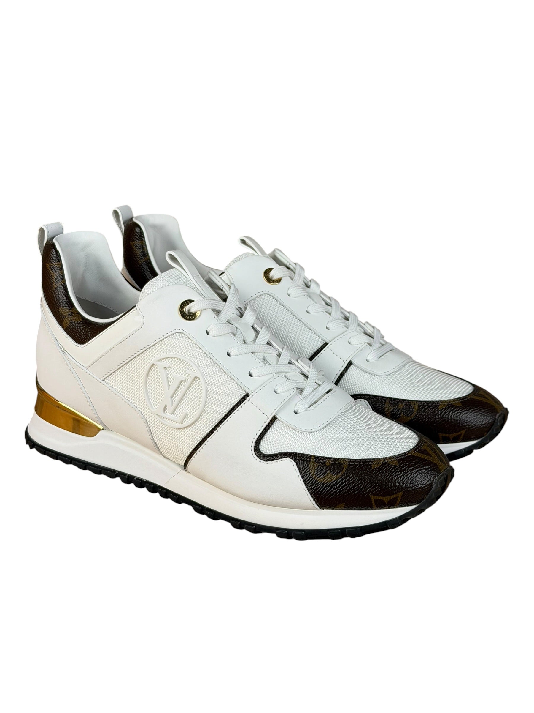Louis Vuitton White/Brown Run Away Sneakers