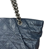 Chanel Dark Navy Quilted Leather Coco Pleats Chain Tote 2012