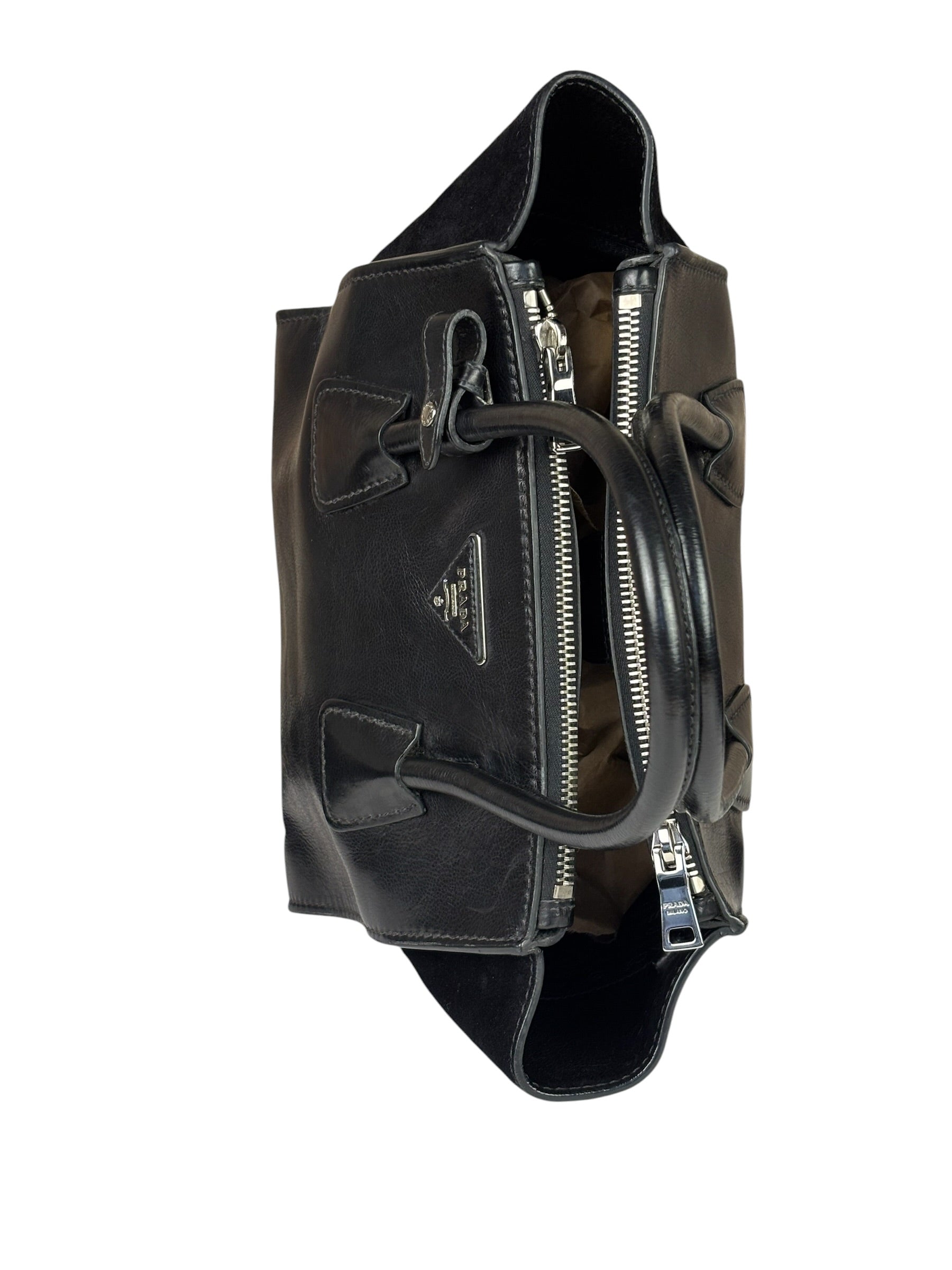 Prada Black Leather/Suede Shoulder Bag