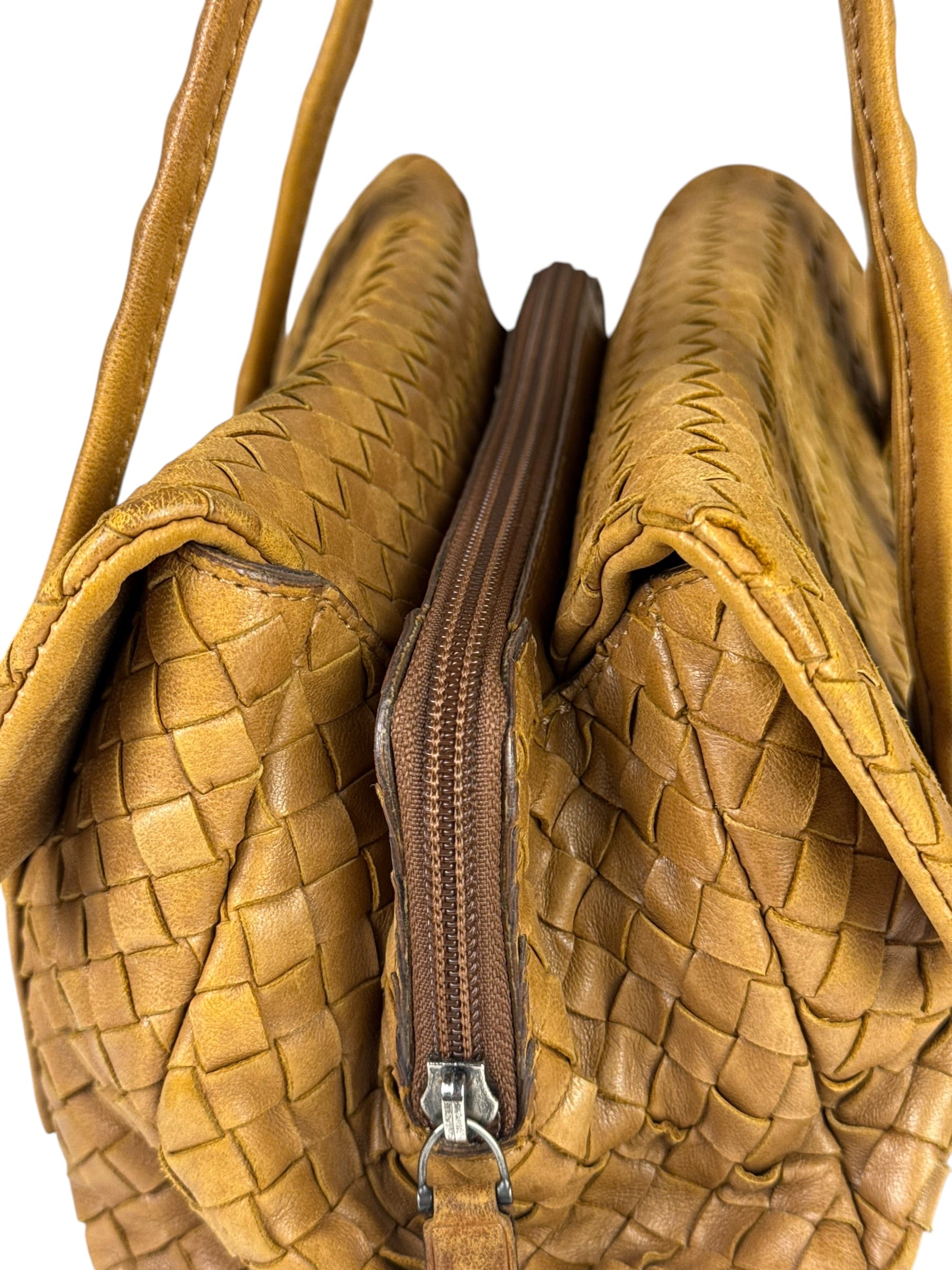 Bottega Veneta Tan Brown Intrecciato Shoulder Bag