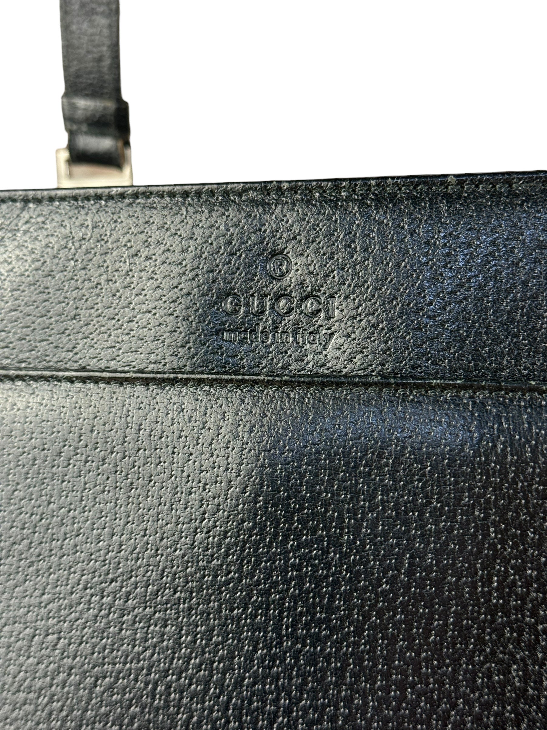 Gucci Vintage Black Leather Shoulder Tote