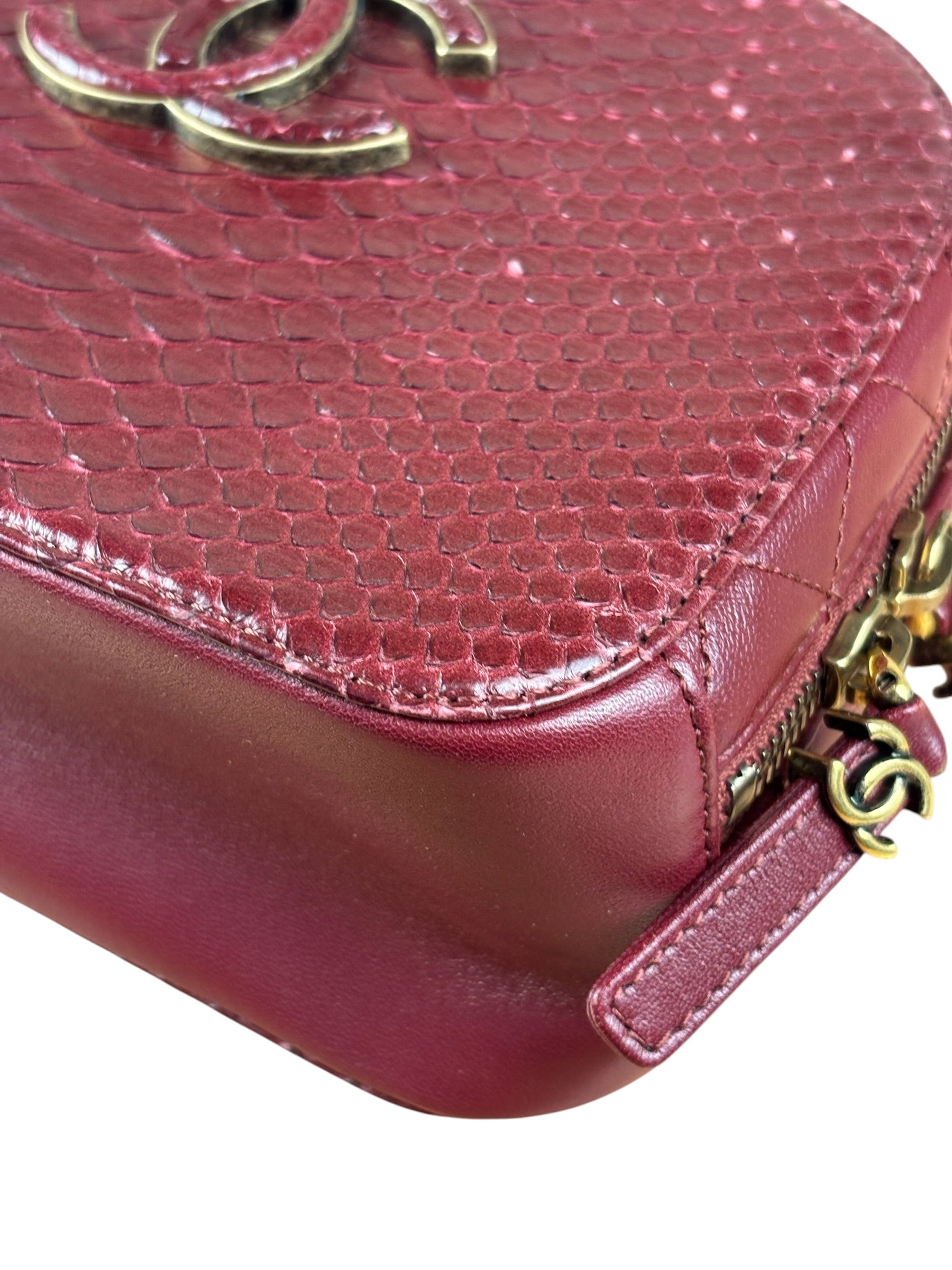 Chanel Burgundy Python Quilted Leather Vanity Two-Way Bag 2017